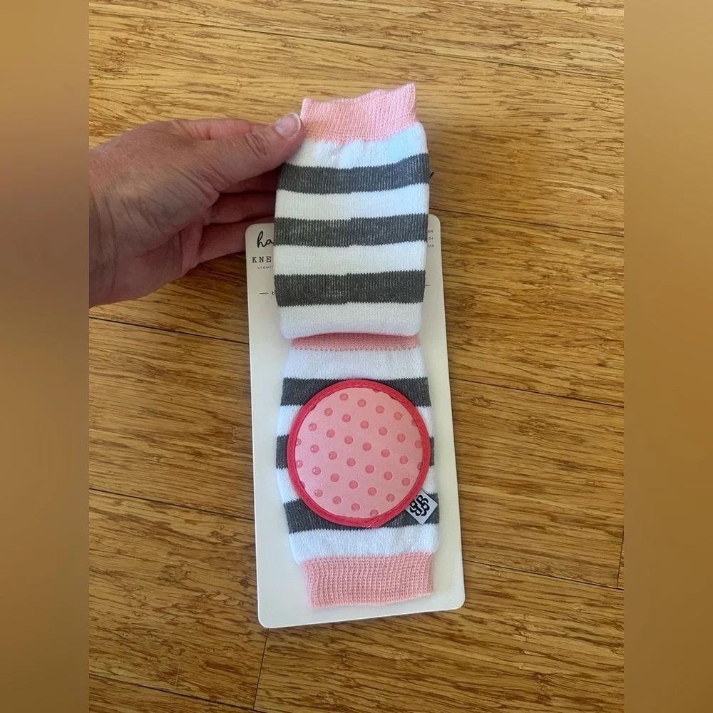 NWT Bella Tunno Pink & White Striped Baby Knee Pads- One Size